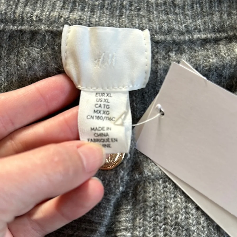 Gray Ruffled Button-Up Sweater - Picture 2 of 4